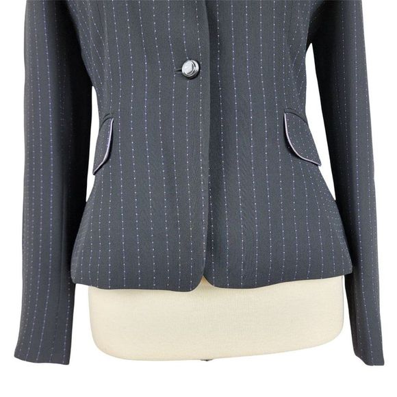 Tahari Black Purple Stripe Single Breasted Two Button Tank Top Blazer Set Size 4 - Picture 5 of 15